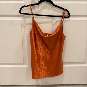 Burnt Orange Leopard Print Satin Cami Top